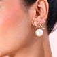 VOJ Gold-Polished Pearl & Bow Shaped Classic Drop Earrings - Swadesiicart