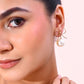 VOJ Gold-Polished Pearl & Bow Shaped Classic Drop Earrings - Swadesiicart