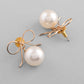 VOJ Gold-Polished Pearl & Bow Shaped Classic Drop Earrings - Swadesiicart