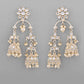VOJ Gold-Polished Kundan Contemporary Up & Down Jhumka Earrings - Swadesiicart