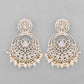 VOJ Gold-Polished Kundan Contemporary Circular Chandbaali Earrings - Swadesiicart