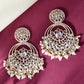 VOJ Gold-Polished Kundan Contemporary Circular Chandbaali Earrings - Swadesiicart