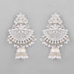 VOJ Silver plated Kundan Contemporary Jhumka Earrings - Swadesiicart
