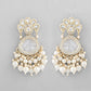 VOJ Gold-Toned Kundan Studded Contemporary Oxidised Drop Earrings - Swadesiicart