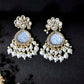 VOJ Gold-Toned Kundan Studded Contemporary Oxidised Drop Earrings - Swadesiicart
