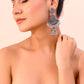 VOJ Silver plated Oxidized Contemporary Jhumka Earrings - Swadesiicart