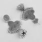 VOJ Silver plated Oxidized Contemporary Jhumka Earrings - Swadesiicart