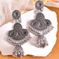 VOJ Silver plated Oxidized Contemporary Jhumka Earrings - Swadesiicart
