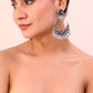 VOJ Silver plated Multi Colour Peacock Oxidized Contemporary Earrings - Swadesiicart