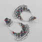 VOJ Silver plated Multi Colour Peacock Oxidized Contemporary Earrings - Swadesiicart