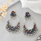 VOJ Silver plated Multi Colour Peacock Oxidized Contemporary Earrings - Swadesiicart