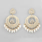 VOJ Gold-Polished Kundan Studded White ChandBali Earrings - Swadesiicart