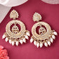 VOJ Gold-Polished Kundan Studded White ChandBali Earrings - Swadesiicart