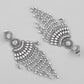 VOJ Silver-Plated Ghungroo Oxidized Drop Long Earrings - Swadesiicart