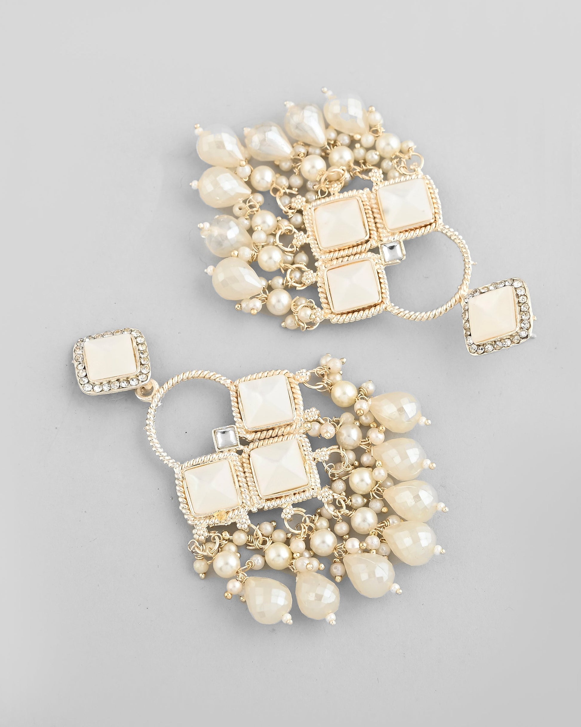 VOJ Gold-Polished geometrical Shaped Classic Drop Earrings - Swadesiicart