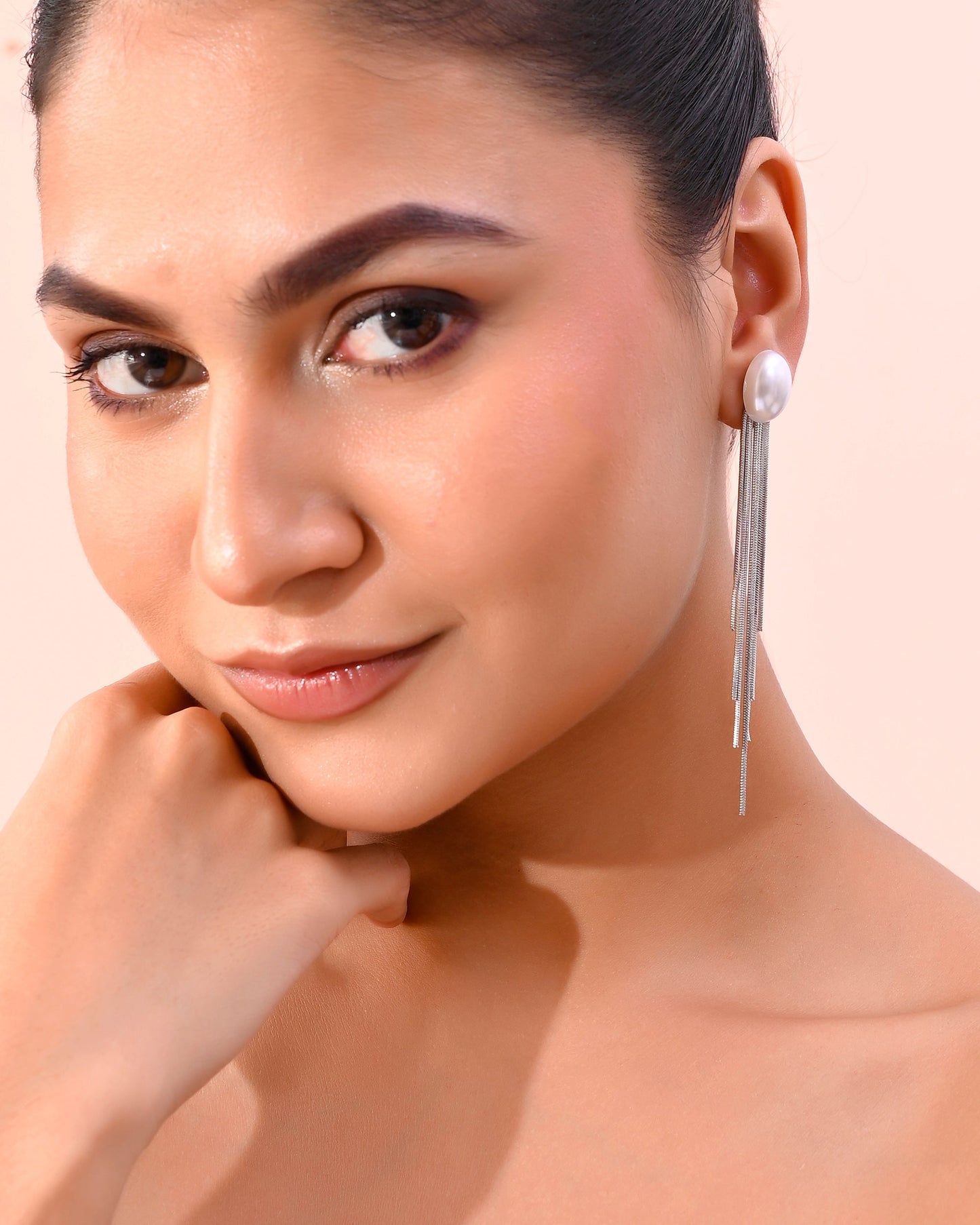 VOJ Silver-Plated Handcrafted Pearl Studded Classic Drop Earrings - Swadesiicart