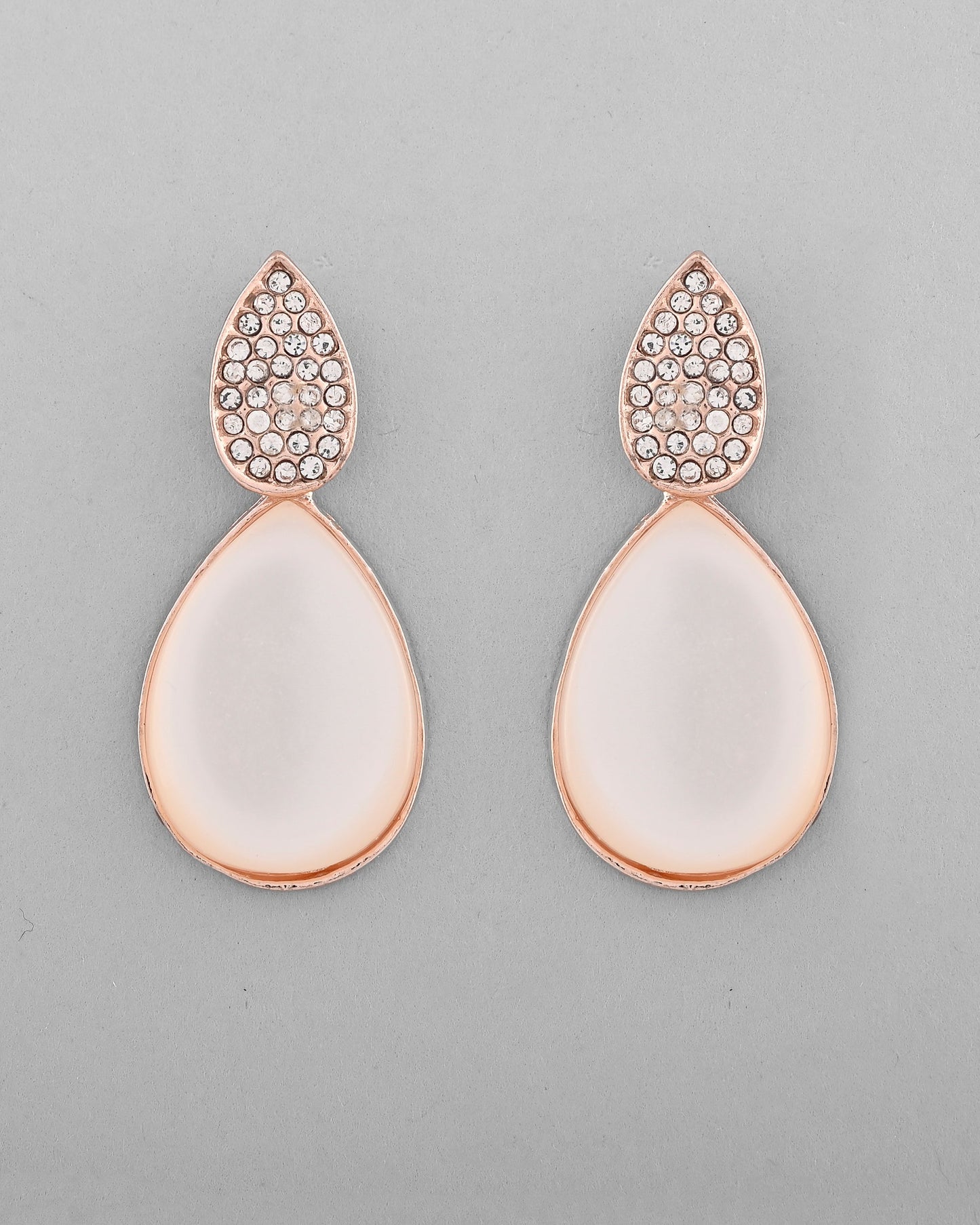 VOJ Gold-Polished CZ-Studded Korean Drop Earrings - Swadesiicart