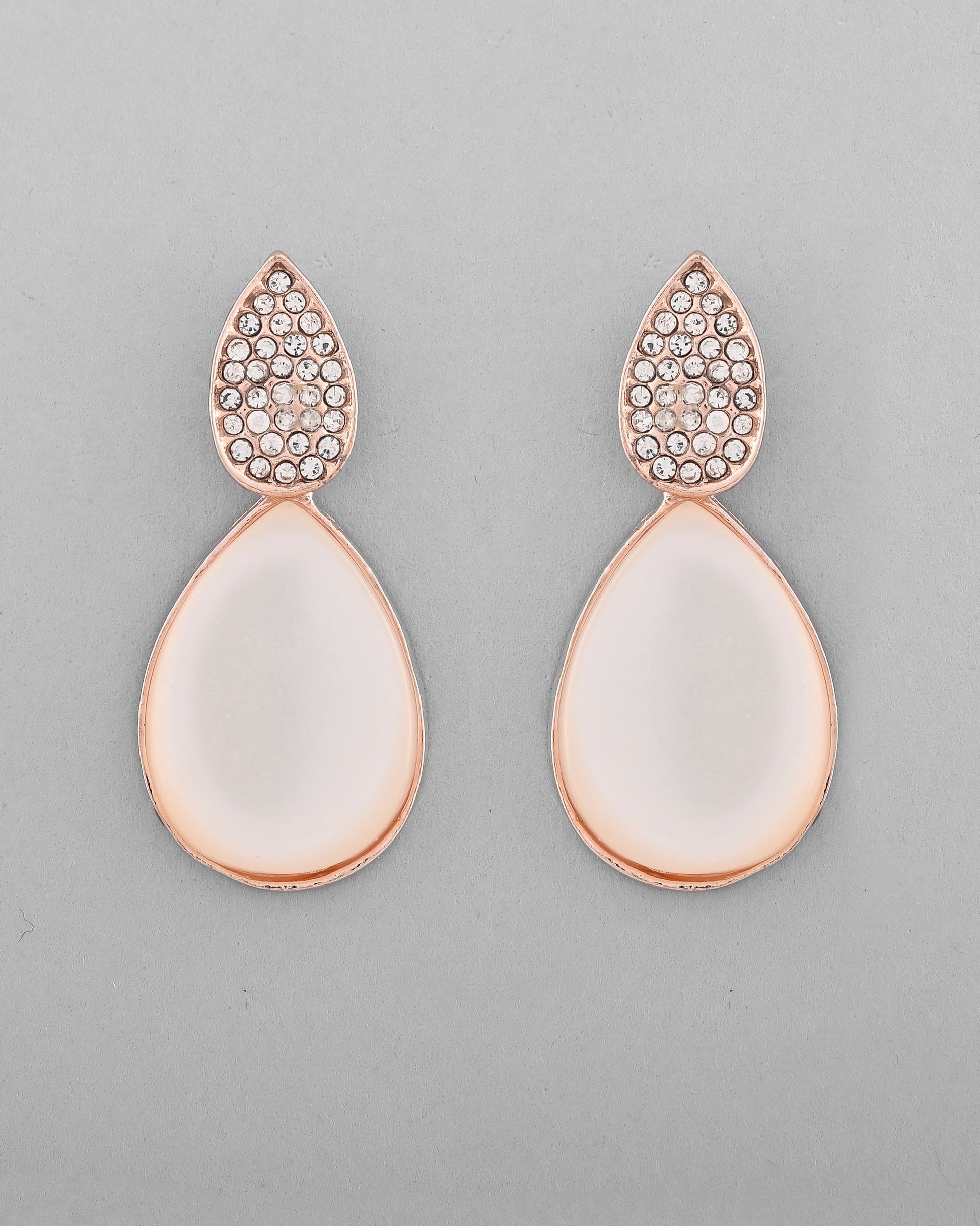 VOJ Gold-Polished CZ-Studded Korean Drop Earrings - Swadesiicart