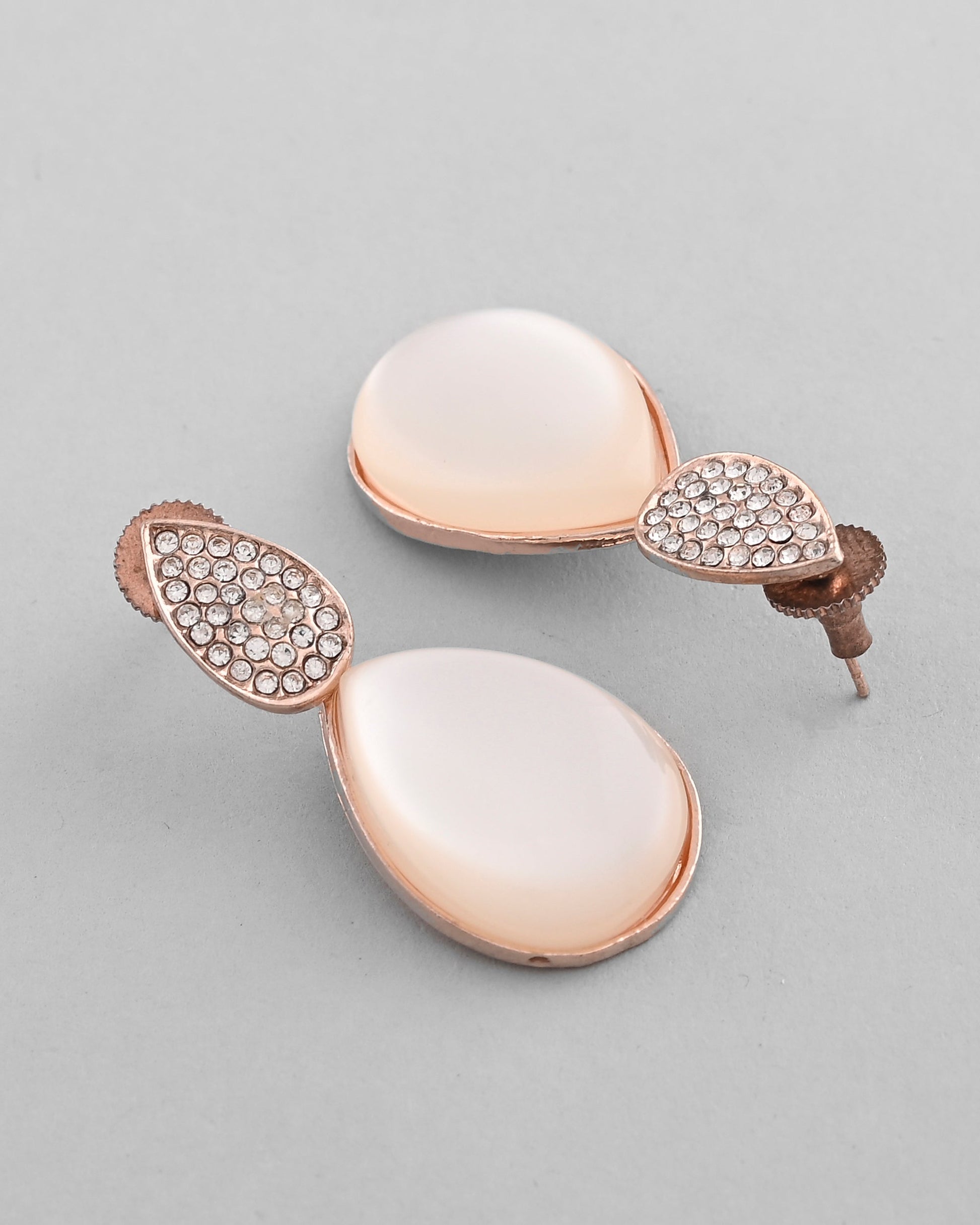VOJ Gold-Polished CZ-Studded Korean Drop Earrings - Swadesiicart