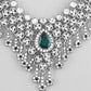 VOJ Silver Plated CZ-Stone Studded With Green Stone Choker Set With Mangtikka | Swadesiicart