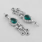 VOJ Silver Plated CZ-Stone Studded With Green Stone Choker Set With Mangtikka | Swadesiicart