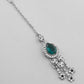 VOJ Silver Plated CZ-Stone Studded With Green Stone Choker Set With Mangtikka | Swadesiicart