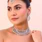 VOJ Silver Plated CZ-Stone Studded Choker Set With Mangtikka | Swadesiicart