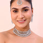 VOJ Silver Plated CZ-Stone Studded Choker Set With Mangtikka | Swadesiicart
