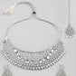 VOJ Silver Plated CZ-Stone Studded Choker Set With Mangtikka | Swadesiicart