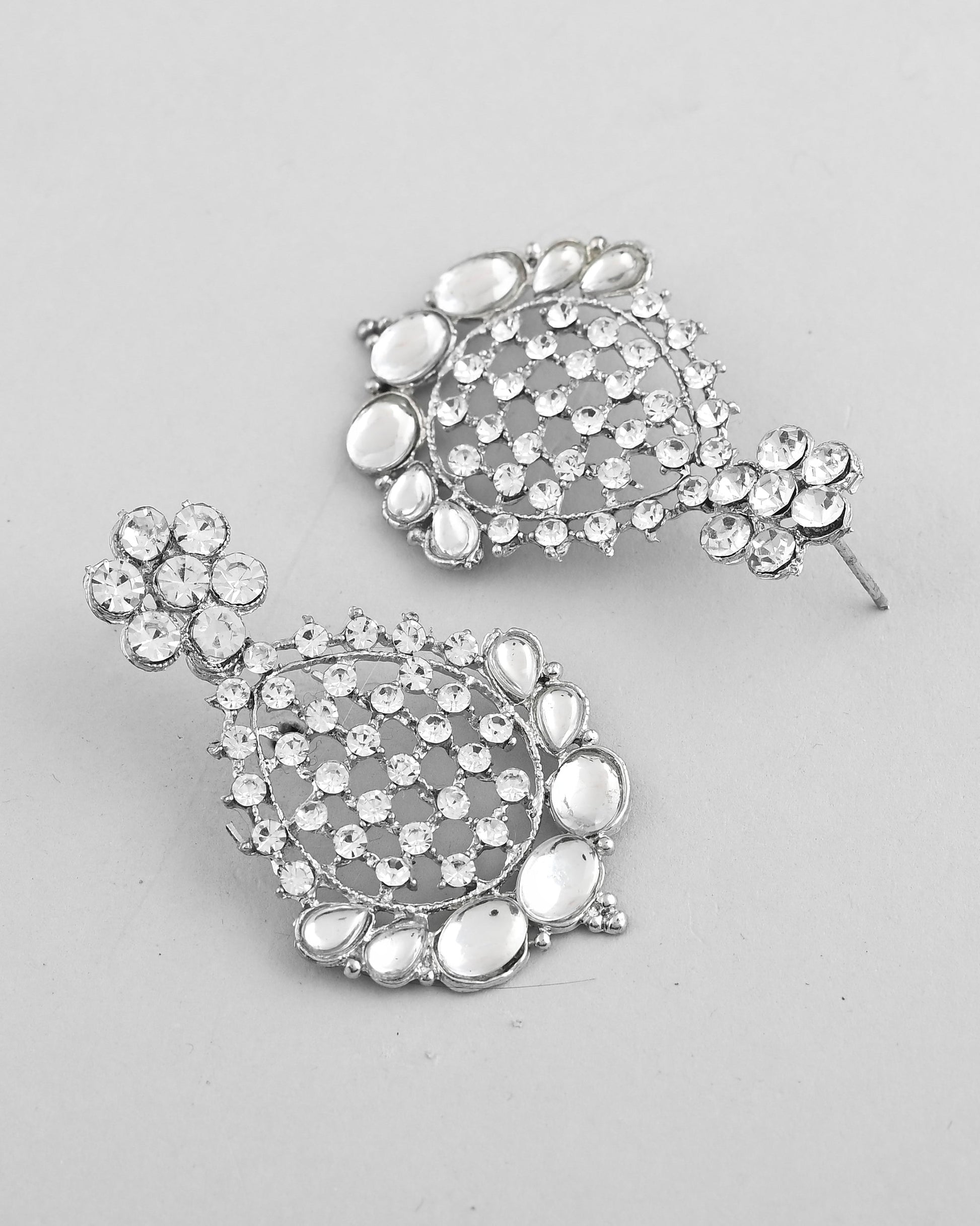 VOJ Silver Plated CZ-Stone Studded Choker Set With Mangtikka | Swadesiicart
