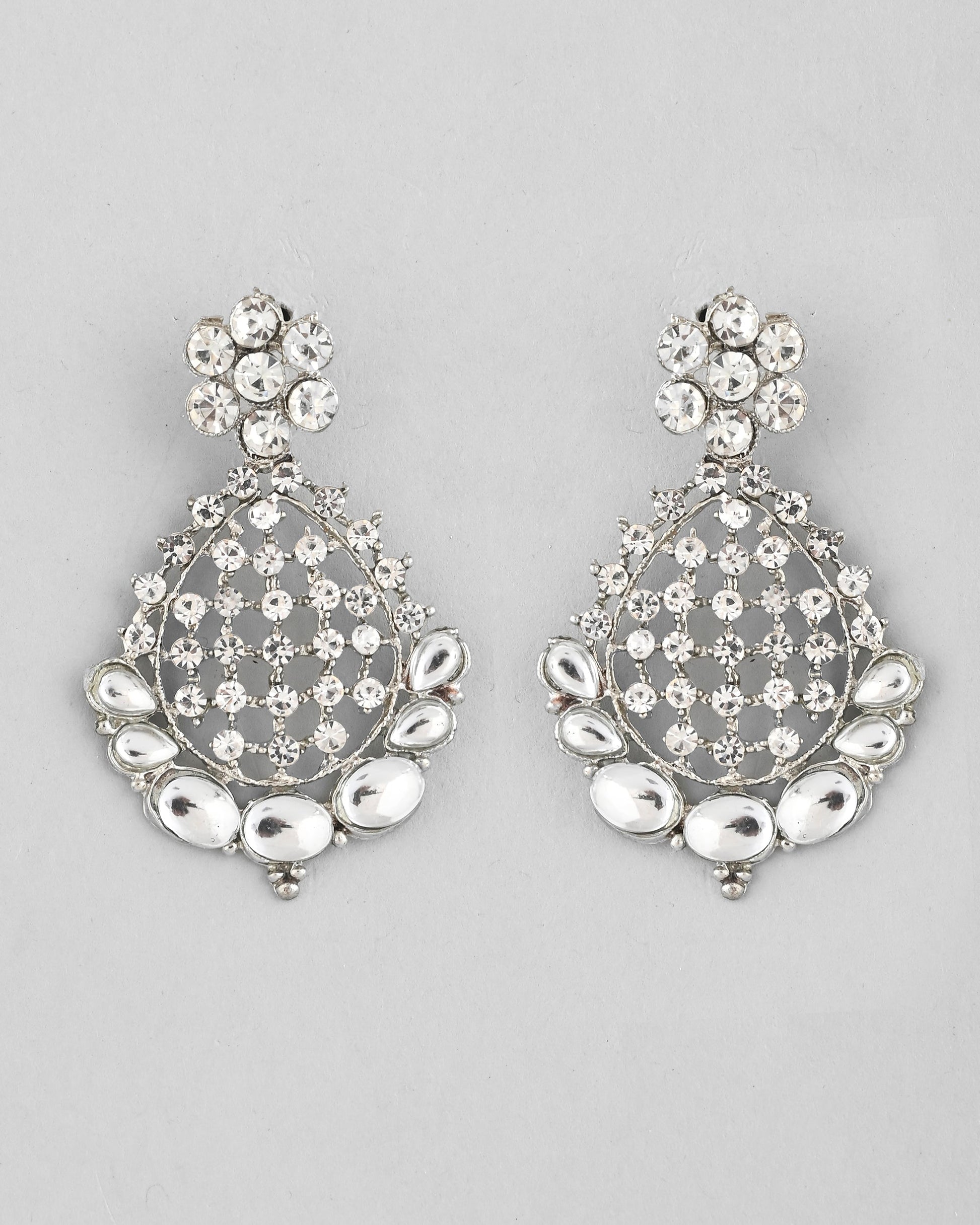 VOJ Silver Plated CZ-Stone Studded Choker Set With Mangtikka | Swadesiicart