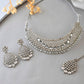 VOJ Silver Plated CZ-Stone Studded Choker Set With Mangtikka | Swadesiicart