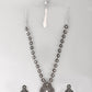 VOJ Silver Plated Floral Oxidized Long Necklace & Earrings - Swadesiicart