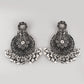VOJ Silver Plated Floral Oxidized Long Necklace & Earrings - Swadesiicart
