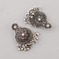 VOJ Silver Plated Floral Oxidized Long Necklace & Earrings - Swadesiicart