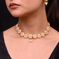 VOJ Gold-Polished Pearl Studded Floral Necklace And Earrings - Swadesiicart