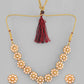 VOJ Gold-Polished Pearl Studded Floral Necklace And Earrings - Swadesiicart