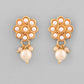VOJ Gold-Polished Pearl Studded Floral Necklace And Earrings - Swadesiicart
