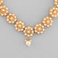 VOJ Gold-Polished Pearl Studded Floral Necklace And Earrings - Swadesiicart