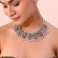 VOJ Silver Plated Peacock Contemporary Choker And Earrings | Swadesiicart