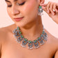 VOJ Silver Plated Peacock Contemporary Choker And Earrings | Swadesiicart