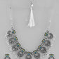 VOJ Silver Plated Peacock Contemporary Choker And Earrings | Swadesiicart