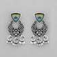 VOJ Silver Plated Peacock Contemporary Choker And Earrings | Swadesiicart