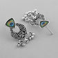 VOJ Silver Plated Peacock Contemporary Choker And Earrings | Swadesiicart