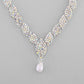 VOJ Silver Plated CZ-Stone Studded With Pearl Jewellery Set - Swadesiicart