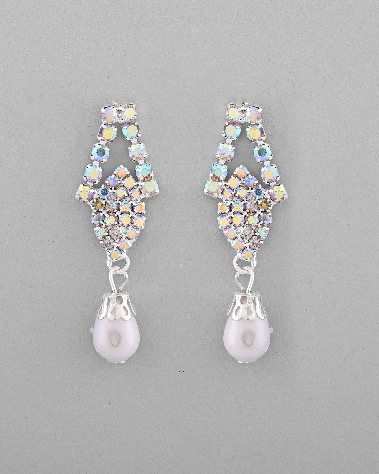 VOJ Silver Plated CZ-Stone Studded With Pearl Jewellery Set - Swadesiicart