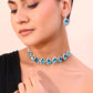 VOJ Silver Plated AD-Stone Studded With Blue Stone Choker Set | Swadesiicart