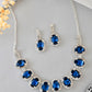 VOJ Silver Plated AD-Stone Studded With Dark Blue Stone Choker Set | Swadesiicart