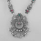 VOJ Silver Plated Stone Studded Oxidized Long Necklace And Earrings - Swadesiicart