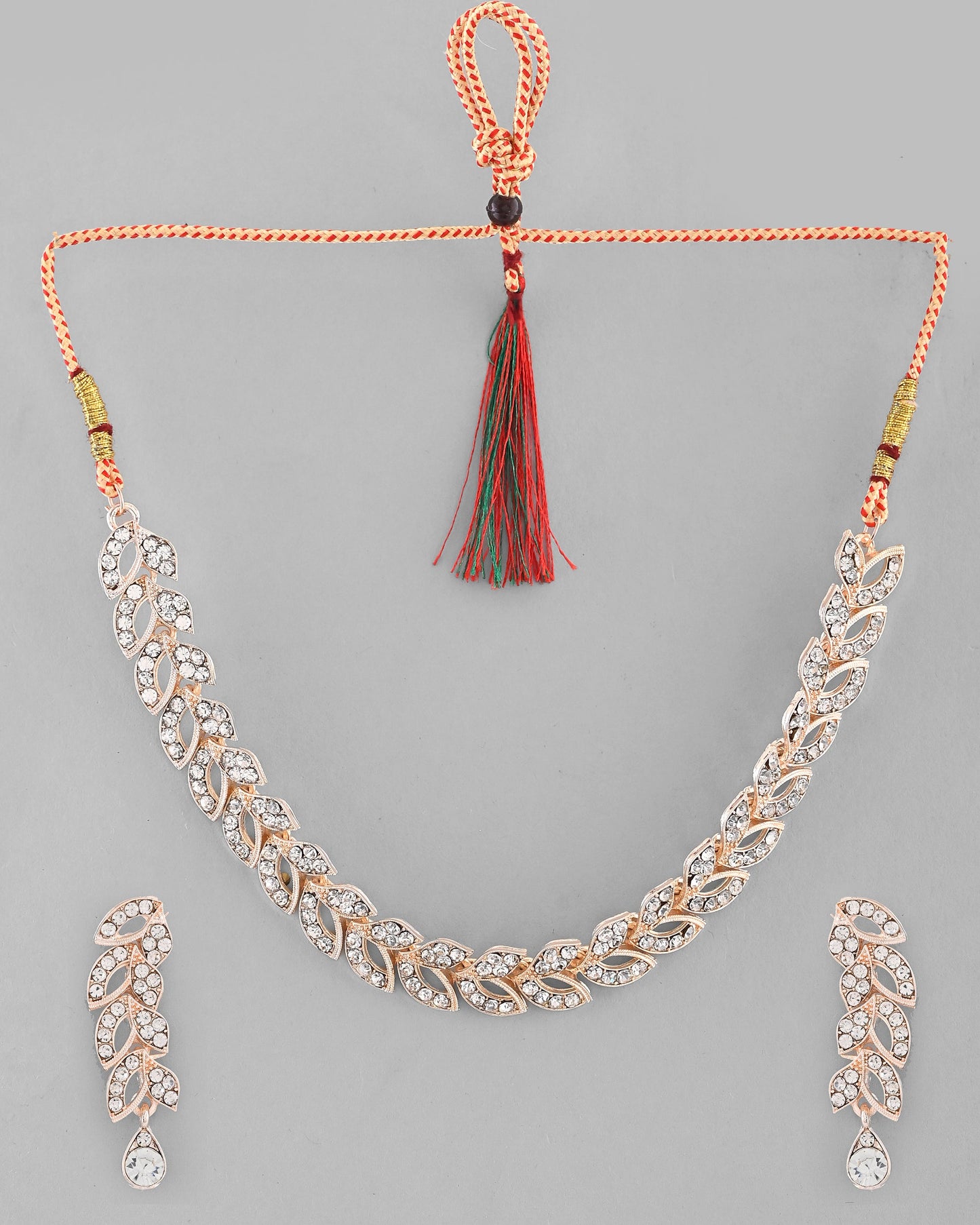 VOJ Gold-Polished CZ-Studded Jewellery Set With Mangtikka - Swadesiicart